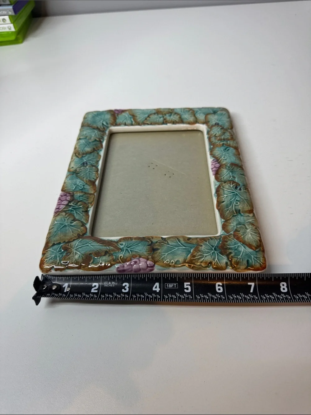 Terragrafics Ceramic Grapevine Picture Frame – Vintage Tabletop Decor